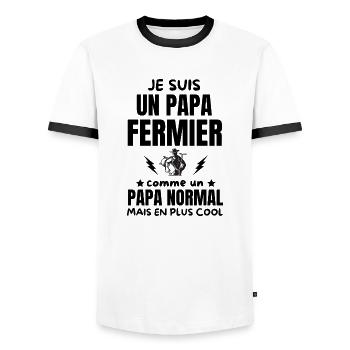 PAPA FERMIER - T-shirt contrasté Homme - blanc/noir - Devant - AI Model Female 172 light (172cm) & AI Model Male 178 dark (178cm)