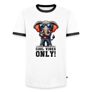 Elephant Comic Cool - Men's Ringer Shirt - white/black - Front - AI Model Female 172 light (172cm) & AI Model Male 178 dark (178cm)