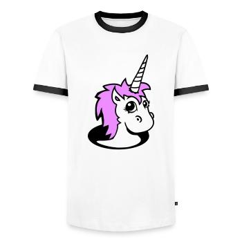 Unicorn Girl Pretty Bottom Hole Cartoon Cute Girl - Men's Ringer Shirt - white/black - Front - AI Model Female 172 light (172cm) & AI Model Male 178 dark (178cm)
