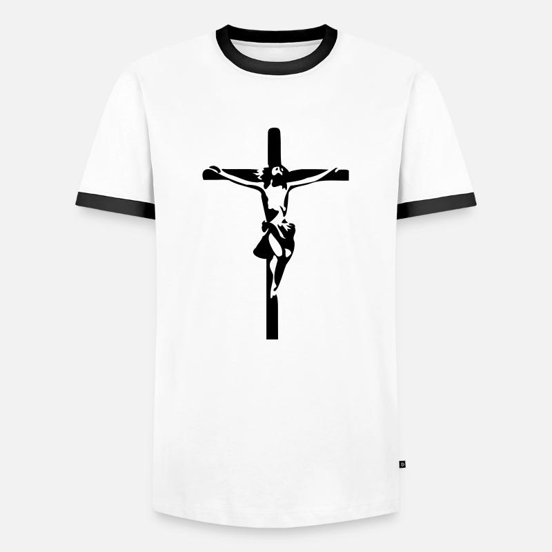 Jesus - Männer Kontrast-T-Shirt - Weiß/Schwarz