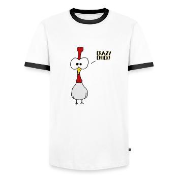 Crazy Chick - Männer Kontrast-T-Shirt - Weiß/Schwarz - Vorne - AI Model Female 172 light (172cm) & AI Model Male 178 dark (178cm)