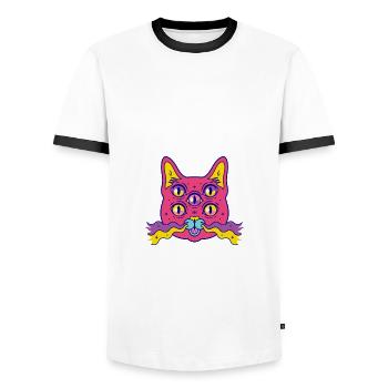 Easily Distracted By Cats Katze Katzen Cat - Men's Ringer Shirt - white/black - Front - AI Model Female 172 light (172cm) & AI Model Male 178 dark (178cm)