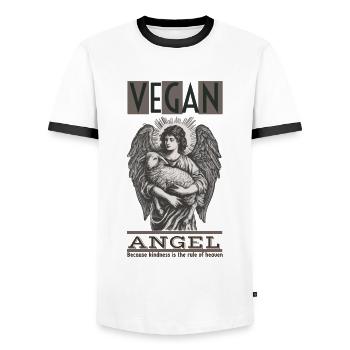 ANGE VÉGÉTALIEN - T-shirt contrasté Homme - blanc/noir - Devant - AI Model Female 172 light (172cm) & AI Model Male 178 dark (178cm)