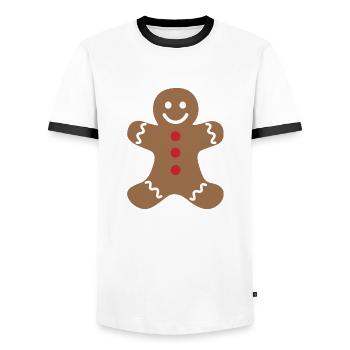 Gingerbread man - Men's Ringer Shirt - white/black - Front - AI Model Female 172 light (172cm) & AI Model Male 178 dark (178cm)