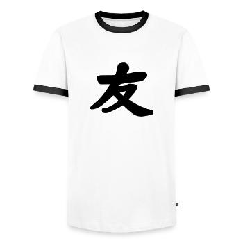 Freundschaft - Männer Kontrast-T-Shirt - Weiß/Schwarz - Vorne - AI Model Female 172 light (172cm) & AI Model Male 178 dark (178cm)
