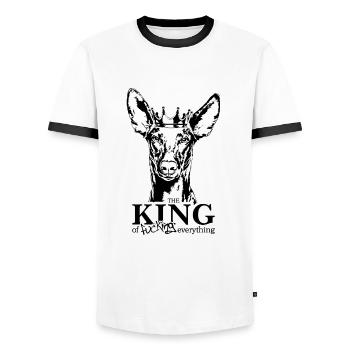 Pharaoh Dog King of everything Saying Dogs - Men's Ringer Shirt - white/black - Front - AI Model Female 172 light (172cm) & AI Model Male 178 dark (178cm)