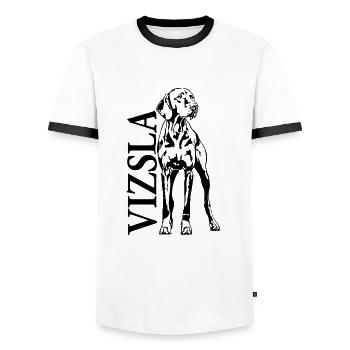 Vizsla Portrait Chien de chasse Chiens Wilsigns - T-shirt contrasté Homme - blanc/noir - Devant - AI Model Female 172 light (172cm) & AI Model Male 178 dark (178cm)