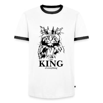 Maine Coon Roi de tout Chat Dire Chat - T-shirt contrasté Homme - blanc/noir - Devant - AI Model Female 172 light (172cm) & AI Model Male 178 dark (178cm)