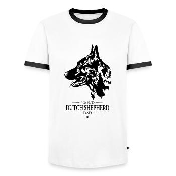 Dutch Shepherd Dad Hunde Hund Wilsigns - Männer Kontrast-T-Shirt - Weiß/Schwarz - Vorne - AI Model Female 172 light (172cm) & AI Model Male 178 dark (178cm)