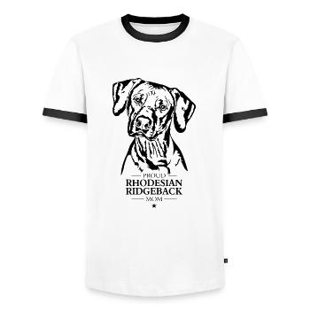 Rhodesian Ridgeback Maman Chien Chien Wilsigns - T-shirt contrasté Homme - blanc/noir - Devant - AI Model Female 172 light (172cm) & AI Model Male 178 dark (178cm)