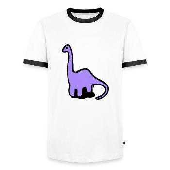 Brontosaurus Comic - Men's Ringer Shirt - white/black - Front - AI Model Female 172 light (172cm) & AI Model Male 178 dark (178cm)
