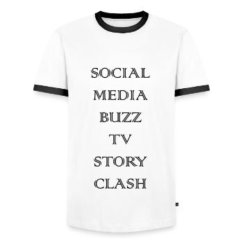 SOCIAL MEDIA - T-shirt contrasté Homme - blanc/noir - Devant - AI Model Female 172 light (172cm) & AI Model Male 178 dark (178cm)