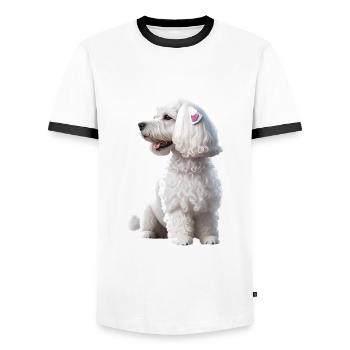 Caniche - T-shirt contrasté Homme - blanc/noir - Devant - AI Model Female 172 light (172cm) & AI Model Male 178 dark (178cm)