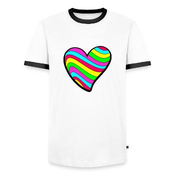 Psychedelic Love Heart - Men's Ringer Shirt - white/black - Front - AI Model Female 172 light (172cm) & AI Model Male 178 dark (178cm)