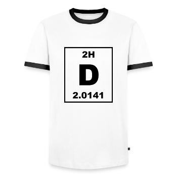 D (deuterium) - psml - Men's Ringer Shirt - white/black - Front - AI Model Female 172 light (172cm) & AI Model Male 178 dark (178cm)