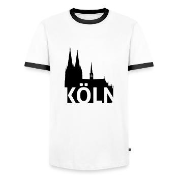 Kölner Dom - Männer Kontrast-T-Shirt - Weiß/Schwarz - Vorne - AI Model Female 172 light (172cm) & AI Model Male 178 dark (178cm)
