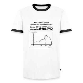 Stastik Studie 50 - Männer Kontrast-T-Shirt - Weiß/Schwarz - Vorne - AI Model Female 172 light (172cm) & AI Model Male 178 dark (178cm)