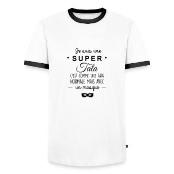 Une super tata - T-shirt contrasté Homme - blanc/noir - Devant - AI Model Female 172 light (172cm) & AI Model Male 178 dark (178cm)