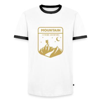 Mountain mountain hiking gift - Men's Ringer Shirt - white/black - Front - AI Model Female 172 light (172cm) & AI Model Male 178 dark (178cm)