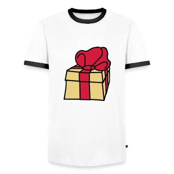 gift - Männer Kontrast-T-Shirt - Weiß/Schwarz - Vorne - AI Model Female 172 light (172cm) & AI Model Male 178 dark (178cm)