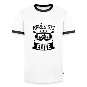 apres ski elite 4 - Men's Ringer Shirt - white/black - Front - AI Model Female 172 light (172cm) & AI Model Male 178 dark (178cm)