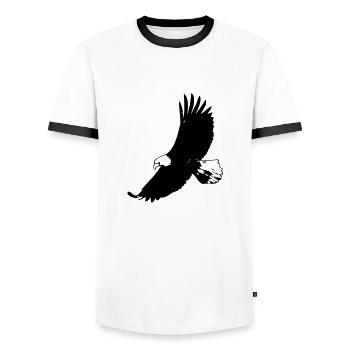 adler - Männer Kontrast-T-Shirt - Weiß/Schwarz - Vorne - AI Model Female 172 light (172cm) & AI Model Male 178 dark (178cm)