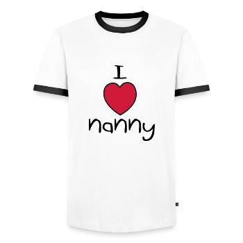 I Love Nanny - Men's Ringer Shirt - white/black - Front - AI Model Female 172 light (172cm) & AI Model Male 178 dark (178cm)