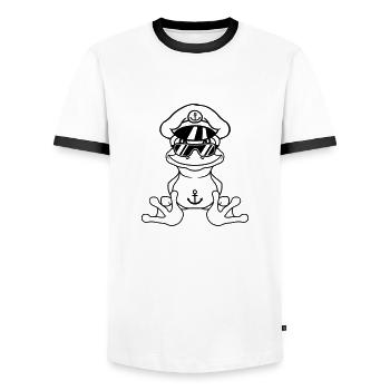 kapitaen matrose schiff fahren hut muetze sonnenbr - Männer Kontrast-T-Shirt - Weiß/Schwarz - Vorne - AI Model Female 172 light (172cm) & AI Model Male 178 dark (178cm)
