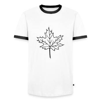leaf_1 - Men's Ringer Shirt - white/black - Front - AI Model Female 172 light (172cm) & AI Model Male 178 dark (178cm)