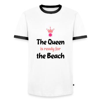 strand - Männer Kontrast-T-Shirt - Weiß/Schwarz - Vorne - AI Model Female 172 light (172cm) & AI Model Male 178 dark (178cm)