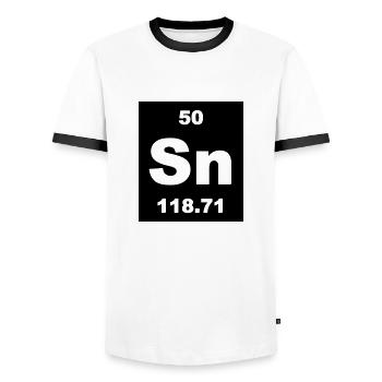 Tin (Sn) (element 50) - Men's Ringer Shirt - white/black - Front - AI Model Female 172 light (172cm) & AI Model Male 178 dark (178cm)