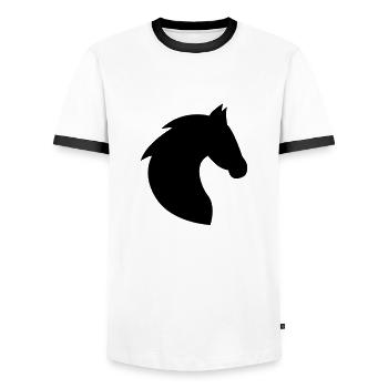 Horse, horse head, horses, riding, head - Men's Ringer Shirt - white/black - Front - AI Model Female 172 light (172cm) & AI Model Male 178 dark (178cm)