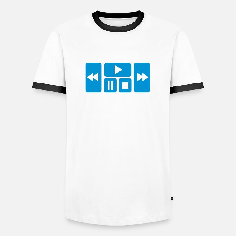 Play Button - Men's Ringer Shirt - white/black