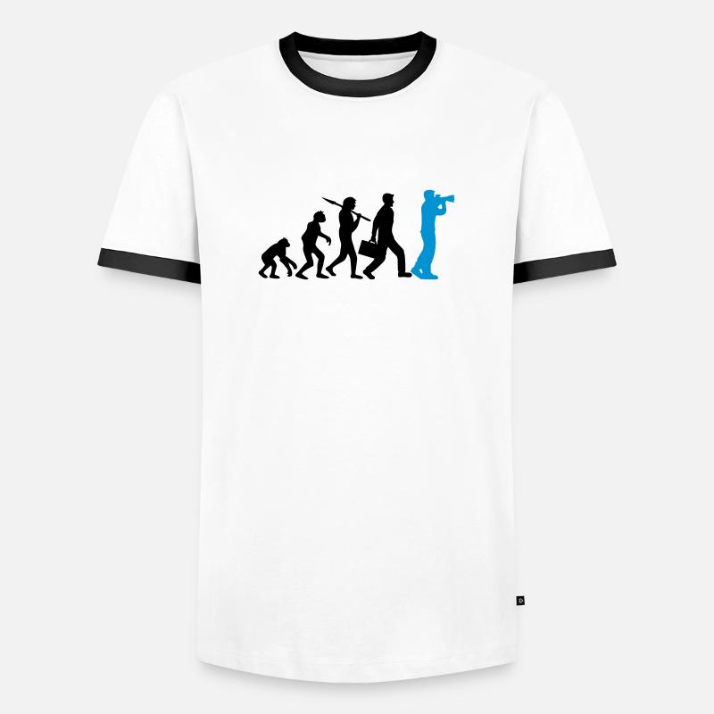 Photographer Camera Evolution - Men's Ringer Shirt - white/black