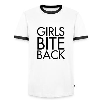 Girls bite back - Men's Ringer Shirt - white/black - Front - AI Model Female 172 light (172cm) & AI Model Male 178 dark (178cm)