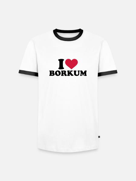 Borkum - Männer Kontrast-T-Shirt - Weiß/Schwarz