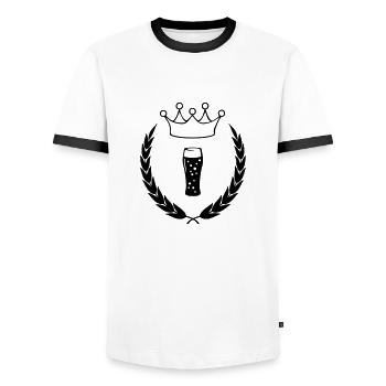 bier_symbol_01 - Männer Kontrast-T-Shirt - Weiß/Schwarz - Vorne - AI Model Female 172 light (172cm) & AI Model Male 178 dark (178cm)