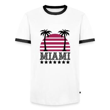 miami - Männer Kontrast-T-Shirt - Weiß/Schwarz - Vorne - AI Model Female 172 light (172cm) & AI Model Male 178 dark (178cm)