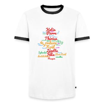 Le Père Noël est une ordure - Sapin de Noël - T-shirt contrasté Homme - blanc/noir - Devant - AI Model Female 172 light (172cm) & AI Model Male 178 dark (178cm)