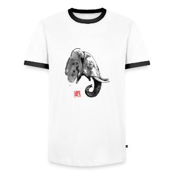 elephant profile - Men's Ringer Shirt - white/black - Front - AI Model Female 172 light (172cm) & AI Model Male 178 dark (178cm)