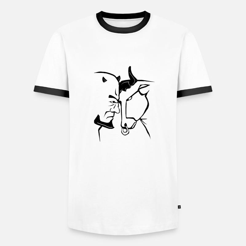 Bull and devil - Men's Ringer Shirt - white/black