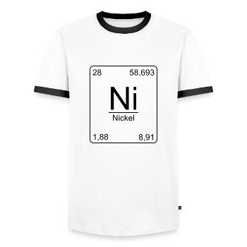 Nickel, Periodensystem, Chemie, Physik - Männer Kontrast-T-Shirt - Weiß/Schwarz - Vorne - AI Model Female 172 light (172cm) & AI Model Male 178 dark (178cm)
