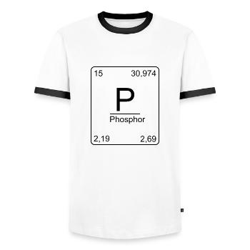 Phosphor, Periodensystem, Chemie, Physik, Element, - Männer Kontrast-T-Shirt - Weiß/Schwarz - Vorne - AI Model Female 172 light (172cm) & AI Model Male 178 dark (178cm)