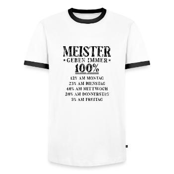 Meister Geben Immer 100 Prozent Meistertitel - Männer Kontrast-T-Shirt - Weiß/Schwarz - Vorne - AI Model Female 172 light (172cm) & AI Model Male 178 dark (178cm)