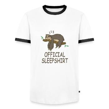 Faultier Schlafshirt Schlafanzug Nachthemd Pyjama - Männer Kontrast-T-Shirt - Weiß/Schwarz - Vorne - AI Model Female 172 light (172cm) & AI Model Male 178 dark (178cm)
