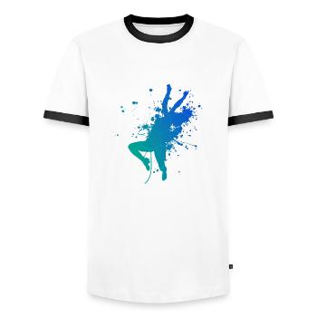 Men's Climbing Bouldering Climbing Bouldering - Men's Ringer Shirt - white/black - Front - AI Model Female 172 light (172cm) & AI Model Male 178 dark (178cm)