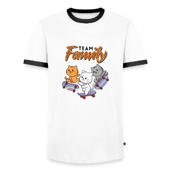 team family cat skateboarding department head - Men's Ringer Shirt - white/black - Front - AI Model Female 172 light (172cm) & AI Model Male 178 dark (178cm)