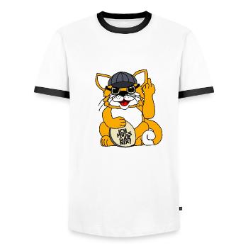 Lustiger Kater mit Sonnenbrille, Ich muss gar nix! - Männer Kontrast-T-Shirt - Weiß/Schwarz - Vorne - AI Model Female 172 light (172cm) & AI Model Male 178 dark (178cm)