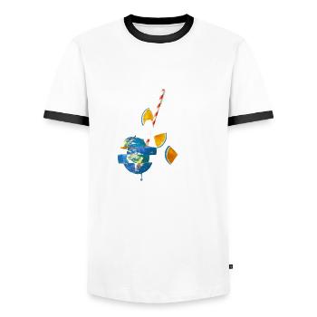 Null Abfall, es gibt keinen Planeten B, Erde, Klima C - Männer Kontrast-T-Shirt - Weiß/Schwarz - Vorne - AI Model Female 172 light (172cm) & AI Model Male 178 dark (178cm)