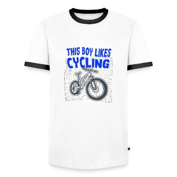 Junge mag Fahrrad Outdoor-Sportarten Radfahren - Männer Kontrast-T-Shirt - Weiß/Schwarz - Vorne - AI Model Female 172 light (172cm) & AI Model Male 178 dark (178cm)